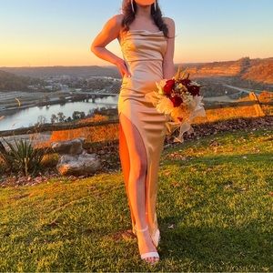 Gold Satin Formal Dress
